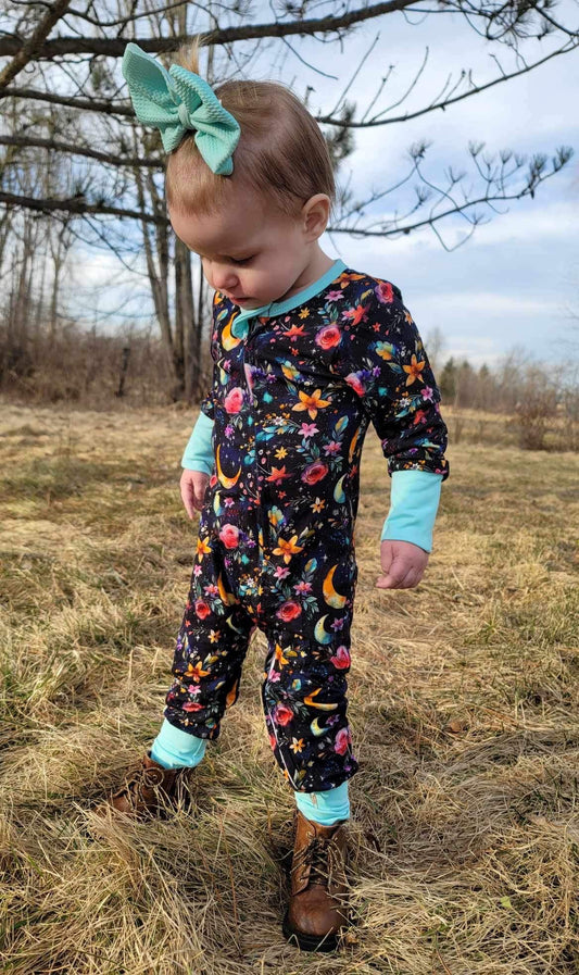 Lunar Blooms Zip-Up Rompers
