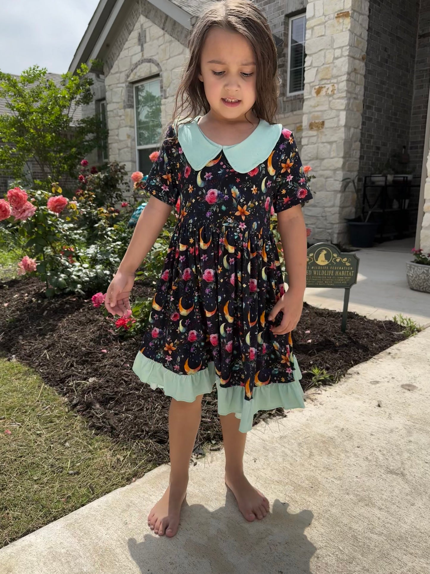 Lunar Blooms Peter Pan Twirl Dress