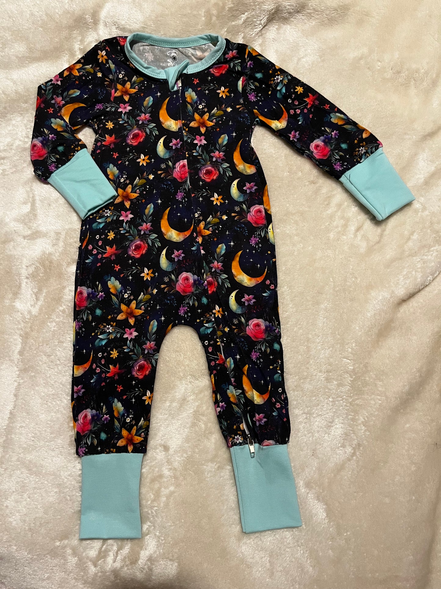 Lunar Blooms Zip-Up Rompers