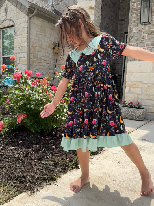 Lunar Blooms Peter Pan Twirl Dress