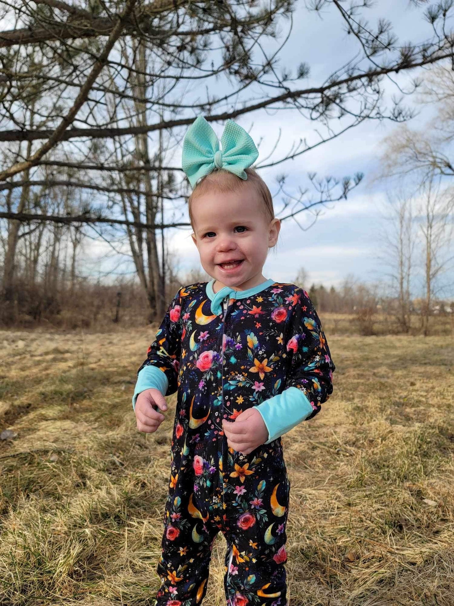 Lunar Blooms Zip-Up Rompers