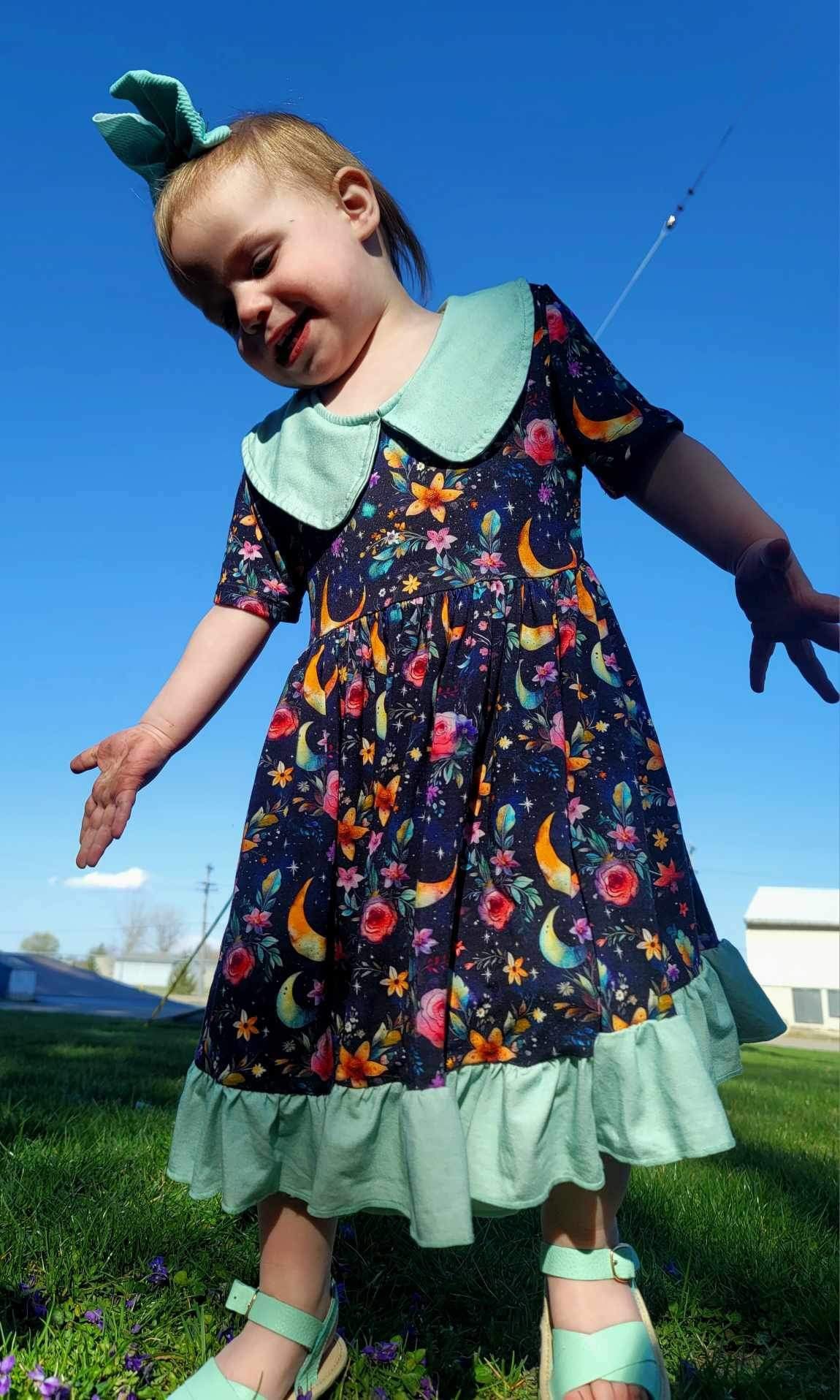 Lunar Blooms Peter Pan Twirl Dress